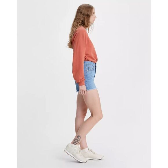 Levi’s HIGH RISE WOMEN'S SHORTS cut off denim size 14 hyper soft - Picture 3 of 7